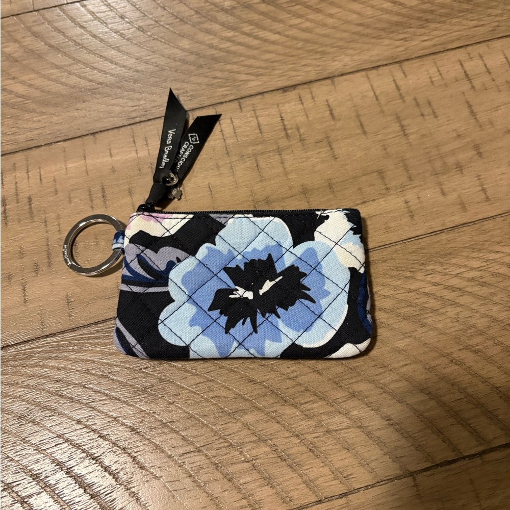 Vera Bradley Blue Floral Quilted Keychain Pouch